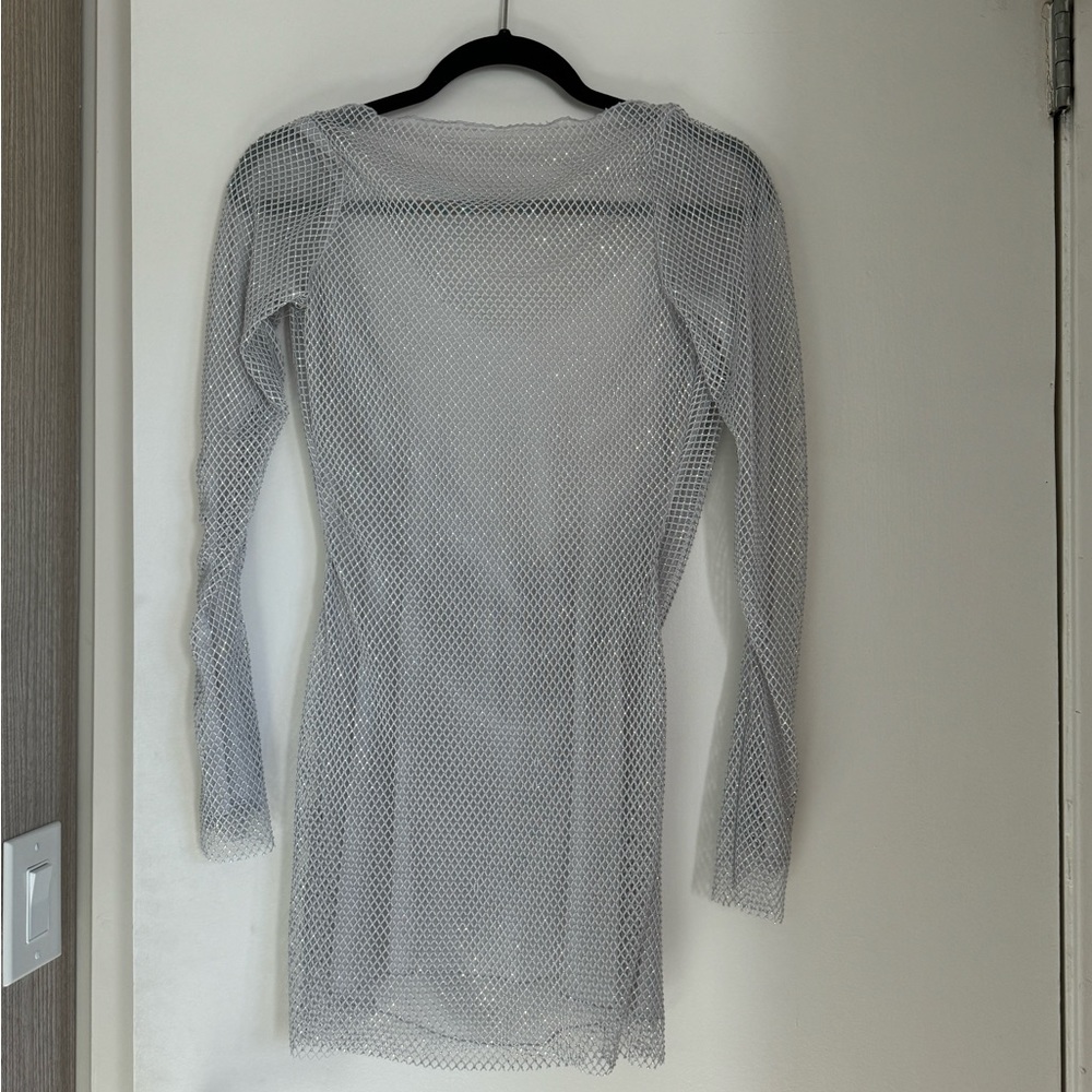 Worn Once - Shimmery Fishnet Dress with Long Sleeves